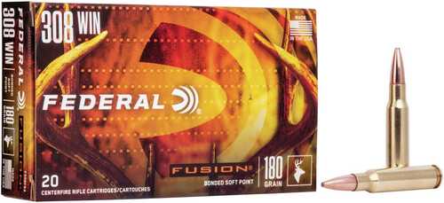 Federal Fusion Rifle Ammunition .308 Win 180 Gr BTSP 2600 Fps - 20/Box
