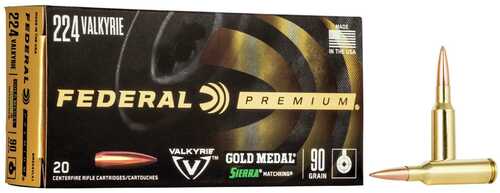 Federal Premium Gold Medal Sierra Matchking  Ammunition .224 Valkyrie 90 Gr 2700 Fps BTHP 20/ct