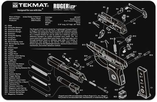 TekMat 11x17 Gun Cleaning Mat- Ruger LCP