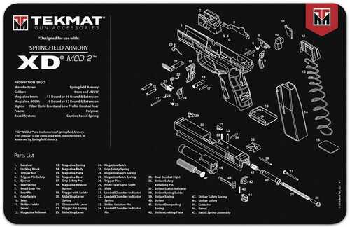 TekMat 11x17 Gun Cleaning Mat- Springfield Armory XD Mod.2