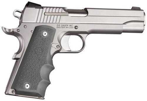 Hogue 1911 Govt Rubber Handgun Grips With Finger Grooves Slate Grey