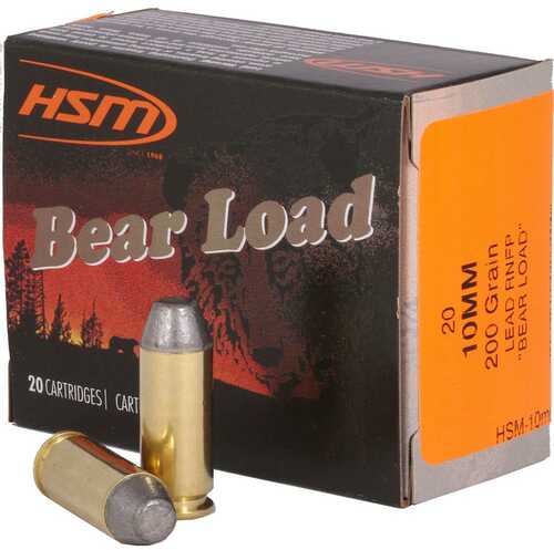 HSM Bear Load Hard Cast Handgun Ammunition 10mm Auto 200Gr RNFP 1041 Fps 20/ct