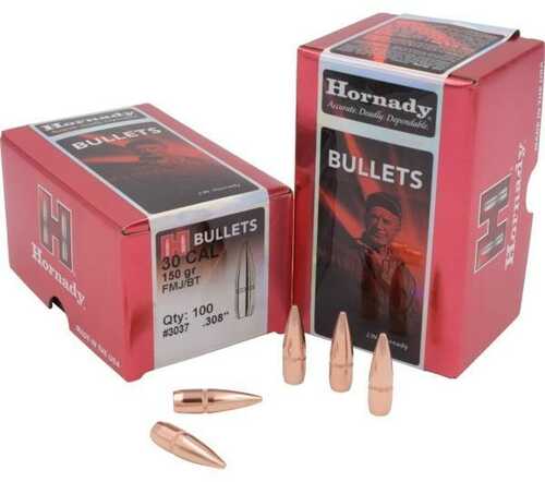 Hornady Traditional & FMJ Bullets .30 Cal .308" 150 Gr FMJ-BT CANN 100/ct
