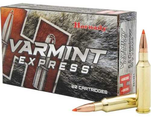 Hornady Varmint Express Rifle Ammunition 6.5 Creedmoor 95Gr V-Max 3300 Fps 20/ct