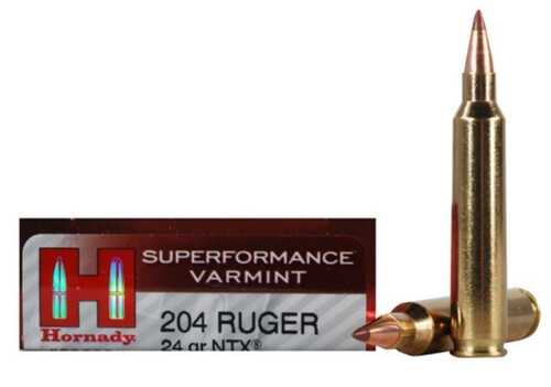 Hornady Varmint Express Rifle Ammunition .204 Ruger 24 Gr NTX 4400 Fps - 20/Box