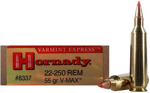 Hornady Varmint Express Rifle  Ammunition .22-250 Rem 55 Gr V-Max 3680 Fps - 20/Box