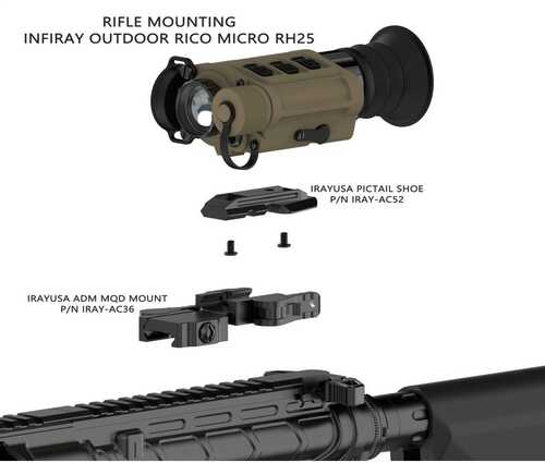 InfiRay Rico Micro V2??640 12 MicrOn 25mm FDE  Hand Held / Stand AlOne Weapon Sight / Clip-On Mode / Weapon Mounts Optio