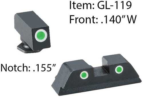 Ameriglo Classic Tritium Night Sight Set  3-Dot For Glock 20 21 29 30 31 32 36 40 41