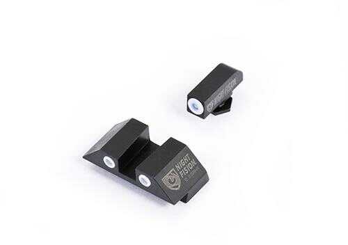 Night Fision 3 Dot Night Sights For Glock Models 17/19 -White Front Ring/White Square Rear