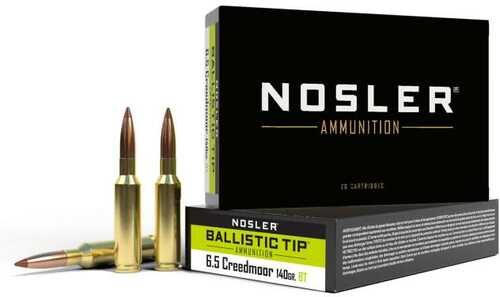 Nosler Ballistic Tip Hunting Ammunition 6.5mm Creedmoor 140g PT 2650 Fps 20/ct