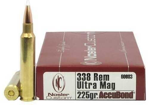 Nosler Trophy Grade Rifle Ammunition .338 Rum 225 Gr Ab 2975 Fps - 20/Box