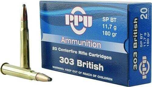 PPU Rifle Ammunition .303 British 180 Gr SPBT 2460 Fps 20/ct
