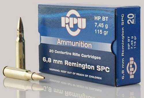 PPU Standard Rifle Ammunition 6.8mm SPC 115 Gr HPBT 2624 Fps 20/ct