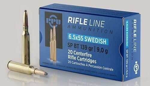 PPU Rifle Ammunition 6.5x55mm Swedish 139 Grain Soft Point 2540 Fps 20 Rounds