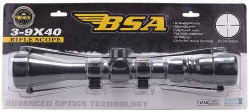 Bsa Rifle Scope 3-9x40 1" 30/30 Black With Rings-img-0