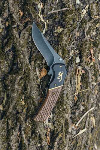 Browning Buckmark Hunter Liner Lock Knife Hardwood-img-0