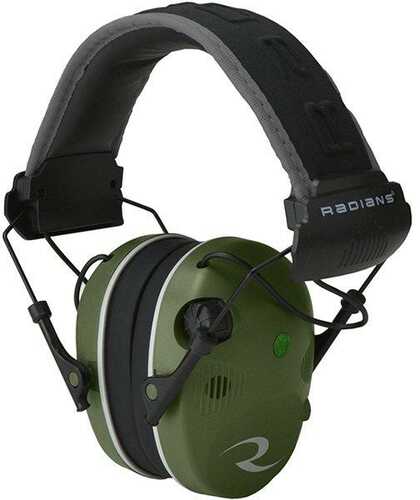 Radians Quad Mic Electronic Earmuff 3.5mm Stereo Jack - 24NRR Military Green/Black