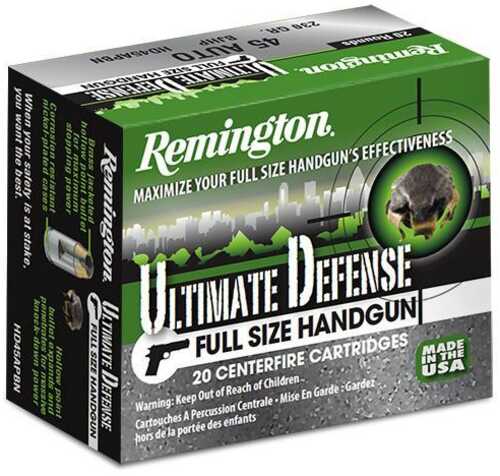 Remington Ultimate Defense Full Sized Handgun Ammunition .45 ACP 185 Gr JHP 1015 Fps 20/ct