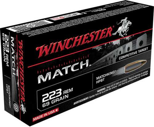 Winchester Match Rifle Ammunition .223 Rem 69 Gr BTHP 20/Box