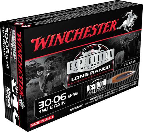 Winchester Expedition Big Game Long Range Rifle Ammunition .30-06 Sprg 190 Gr Ab 2750 Fps 20/ct