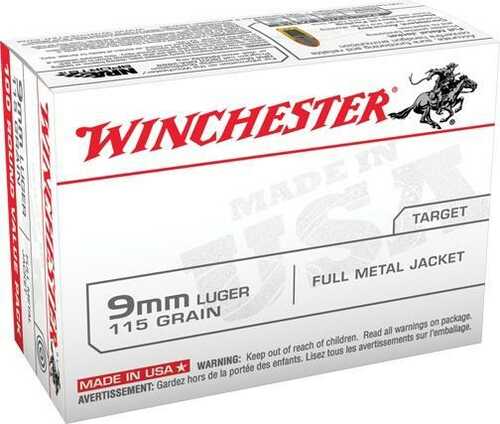 Winchester USA Handgun Ammunition 9mm Luger 115 Gr FMJ  100/Box
