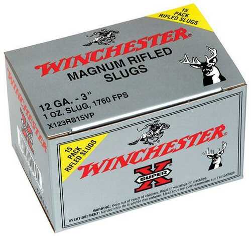 Winchester Super-X Rifled Slug 12 Ga 3" Oz 1760 Fps - 15/Box