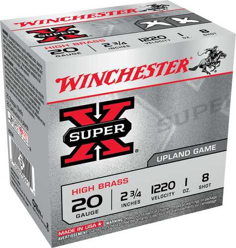 Winchester Super-X High-Brass 20 Ga 2 3/4"  1 Oz #8  - 25/Box