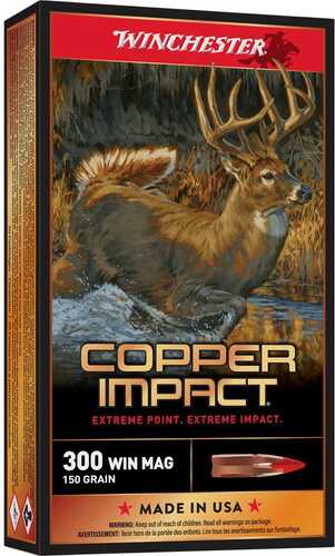 Winchester Copper Impact Rifle Ammunition 300 Win Mag 150Gr BT 3260 Fps 20/ct