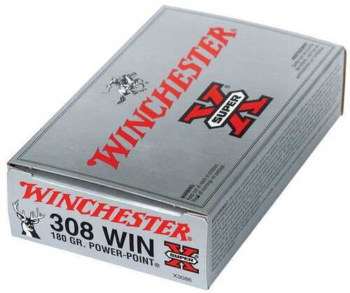 Winchester Super-X Power Point Rifle Ammunition .308 Win 180 Gr PSP 2620 Fps - 20/Box