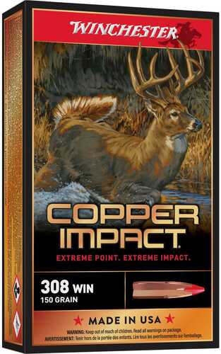 Winchester Copper Impact Rifle Ammunition 308 Win 150Gr BT 2810 Fps 20/ct