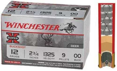 Winchester Super-X Buckshot 12 Ga 2 3/4"  9 plts #00 1350 Fps - 15/Box