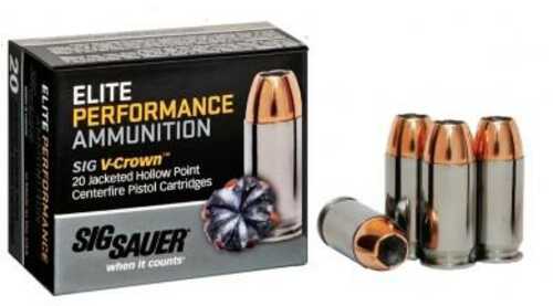 Sig Sauer Elite Performance Pistol Ammunition .45 ACP 200 Gr V-Crown JHP Box