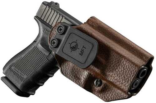 Mission First Tactical Leather Hybrid IWB/OWB Holster For Glock 19/23/44/45 Brown Ambi