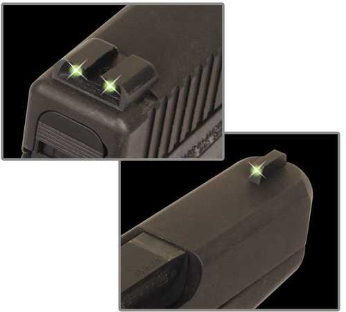 Truglo Tritium Night Sights (Low) Fits Glock 17 / 17L 19 22 23 24 26 27 33 34 35 38 39 45 - Front Green/Rear