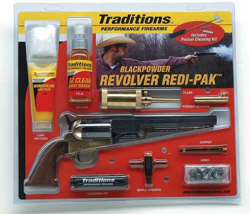Traditions 1851 Navy Redi-Pak Black Powder Revolver / Walnut / Brass .44 Cal 7.375" Blued Barrel