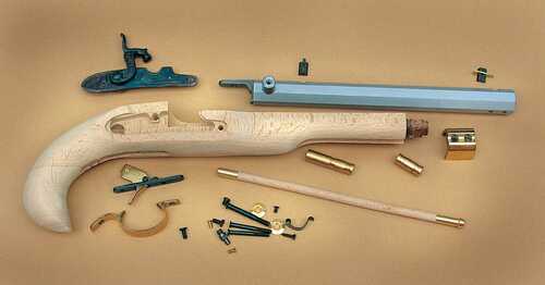 TradItions Black Powder Kentucky Pistol Build-It-Yourself Kit Select Raw Hardwood .50 Cal 10" White Barrel