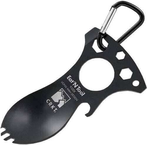 CRKT Eat N Tool - Black - Spoon Fork Bottle Opener Screwdriver/Pry Tip Metric Wrenches Carabiner