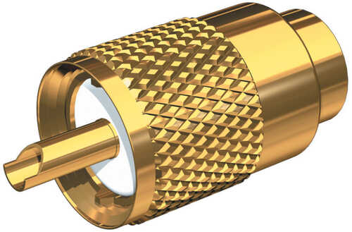 Shakespeare PL-259-58-G Gold Solder-Type Connector w/UG175 Adapter & DooDad; Cable Strain Relief f/RG-58x