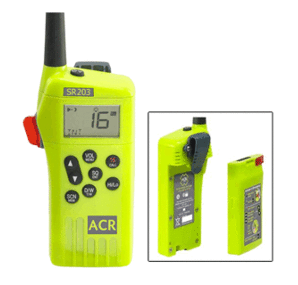 Acr Sr203 Gmdss Survival Radio With replaceable Lithium Battery & Rechargable Polymer Charger