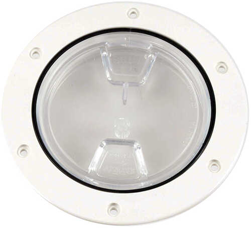 Beckson 4" Clear Center Screw-Out Deck Plate - White