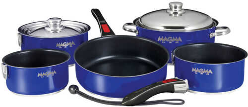Magma Nesting 10-Piece Cookware - Cobalt Blue Exterior & Slate Black Ceramica Non-Stick Interior