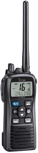 Icom M73 PLUS Handheld VHF - 6W IPX8 Submersible Active Noise Canceling Built-In Voice Recorder
