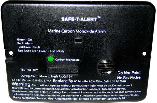 Safe-T-Alert 62 Series Carbon Monoxide Alarm - 12V 62-542-Marine Flush Mount Black