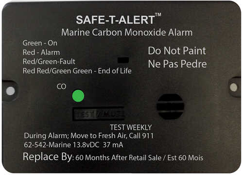 Safe-T-Alert 62 Series Carbon Monoxide Alarm w/Relay - 12V 62-542-R-Marine Flush Mount Black