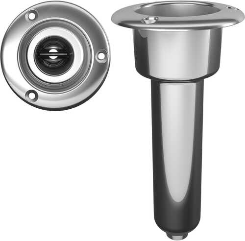 Mate Series Stainless Steel 0&deg; Rod &amp; Cup Holder - Drain - Round Top