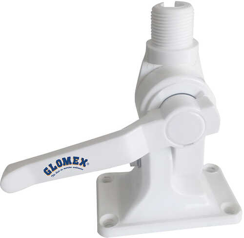 Glomex 4-Way Nylon Heavy-Duty Ratchet Mount w/Cable Slot &amp; Built-In Coax Cable Feed-Thru 1"-14 Thread