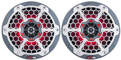 DS18 HYDRO 6.5" 2-Way Marine Speakers w/RGB LED Lights 375W - Black Carbon Fiber