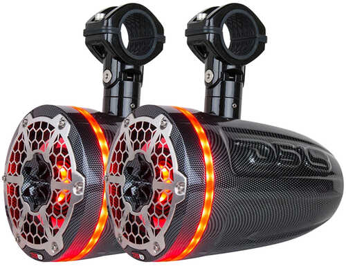 DS18 HYDRO 6.5" 2-Way Wakeboard Pod Tower Speakers w/1.5" Compression Driver &amp; RGB Lights - 450W - Black