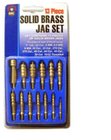 Assorted Solid Brass Jag Set 13 Pieces Includes .17 Through .45 Cal. Jags And One .50 Caliber For Bl