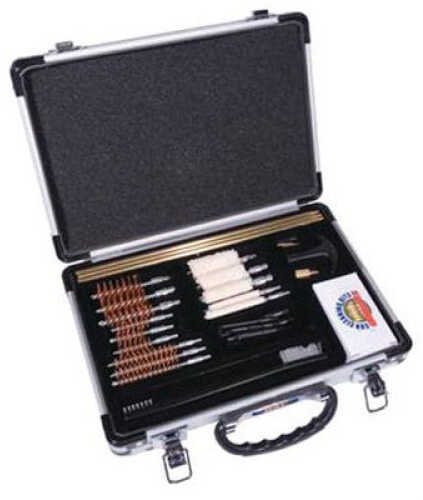 Universal 30 Piece Gun Cleaning Kit Aluminum Case - .22 Cal & larger 1 PSH System Handle Set Of Solid Brass rods